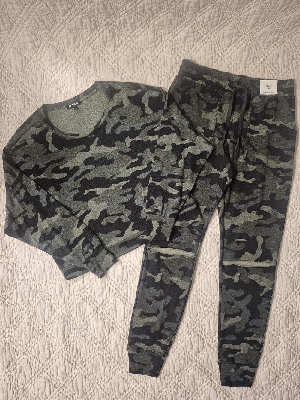 Express Camo Matching Sweatshirt Jogger Lounge Set XS